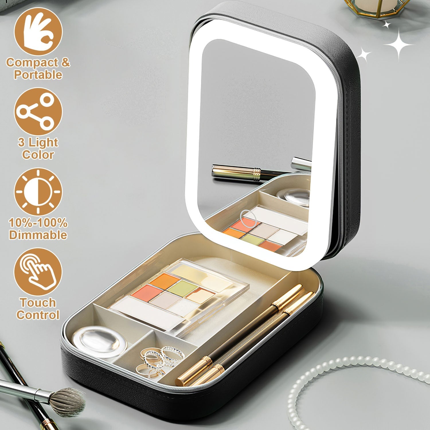 Travel Makeup Bag with LED Mirror Yiwu Ruijia Auto Supplies Co., Ltd.