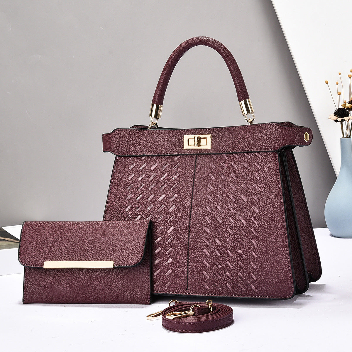 Set 2 en 1 Sac Seau + Sac à Main PU – Minimaliste Urbain, 9 Coloris 👜✨ Yiwu Ruijia Auto Supplies Co., Ltd.