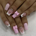 Set Faux Ongles French Rose Nœuds – Style Féminin &amp; Romantique 💅🎀✨ Yiwu Ruijia Auto Supplies Co., Ltd.