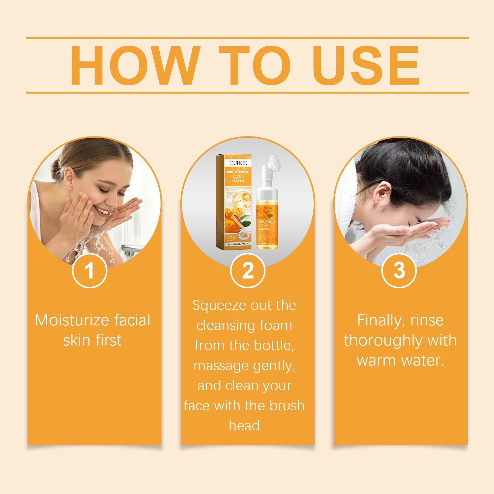 Nettoyant Visage au Curcuma – Anti-Acné, Antibactérien &amp; Brosse Incluse 🌿✨ Yiwu Ruijia Auto Supplies Co., Ltd.
