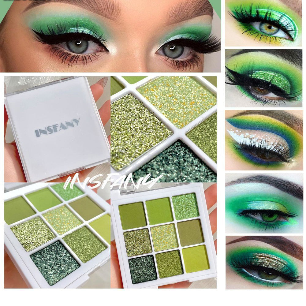 Palette 9 Fards à Paupières Verts – Mates, Nacrées & Pailletées, Longue Tenue 💚✨ Yiwu Ruijia Auto Supplies Co., Ltd.