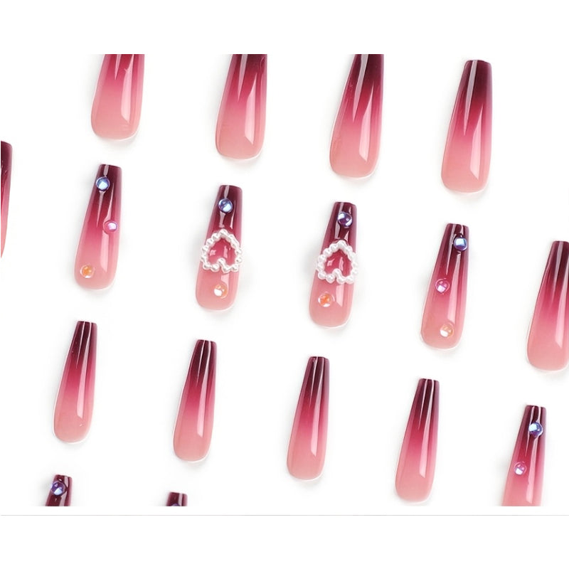 ❤️ Faux Ongles “Red Heart Glam” – Style Long Water Pipe Romantique Yiwu Ruijia Auto Supplies Co., Ltd.