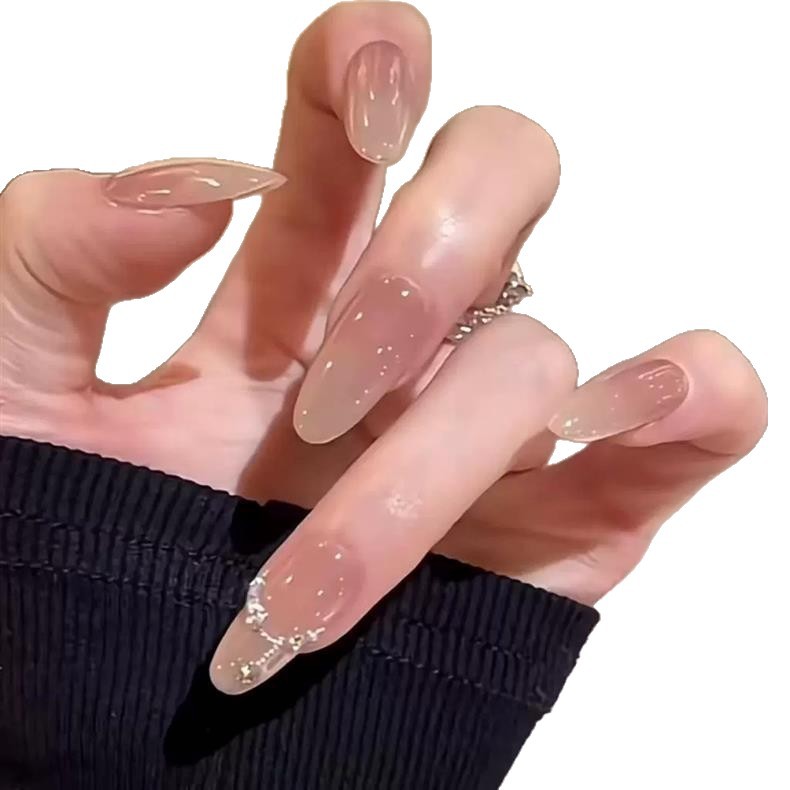 Set Faux Ongles Ciel Étoilé Diamant – Ovale Mi-Long, Pure Désir &amp; Luxe Léger 💅⭐💎✨ Yiwu Ruijia Auto Supplies Co., Ltd.