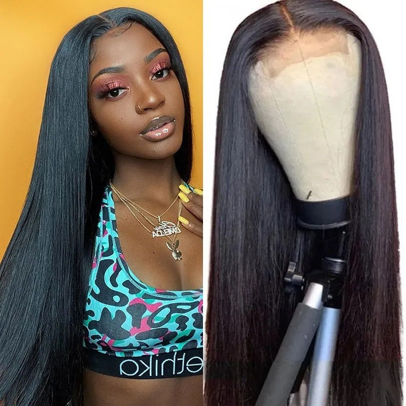 Perruque Lace Front Mi-Longue Lisse – Frange Oblique, Style Naturel 💇♀️✨ Yiwu Ruijia Auto Supplies Co., Ltd.