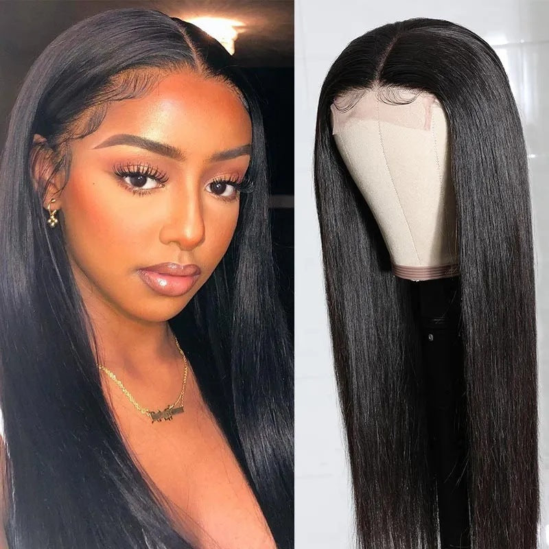 Perruque Lace Front Mi-Longue Lisse – Frange Oblique, Style Naturel 💇♀️✨ Yiwu Ruijia Auto Supplies Co., Ltd.