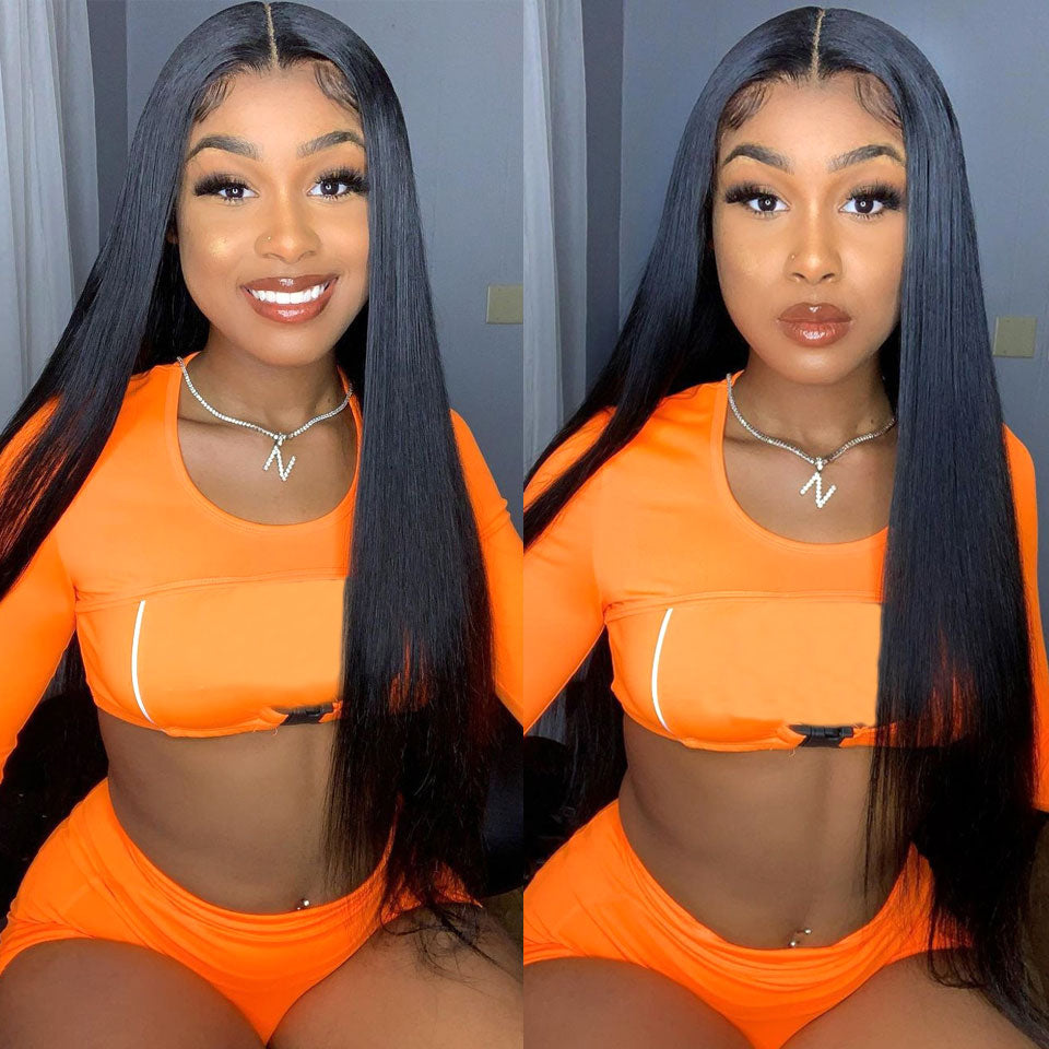 Perruque Lace Front Mi-Longue Lisse – Frange Oblique, Style Naturel 💇♀️✨ Yiwu Ruijia Auto Supplies Co., Ltd.