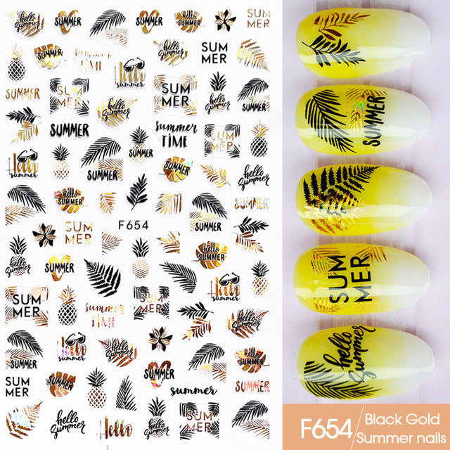 Autocollants Nail Art – Collection Platine & Or Noir, Sans Colorant 💅✨ Yiwu Ruijia Auto Supplies Co., Ltd.