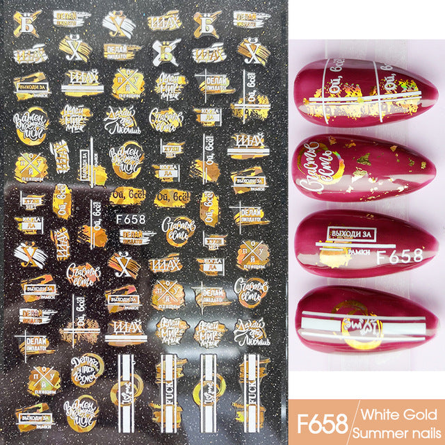 Autocollants Nail Art – Collection Platine & Or Noir, Sans Colorant 💅✨ Yiwu Ruijia Auto Supplies Co., Ltd.