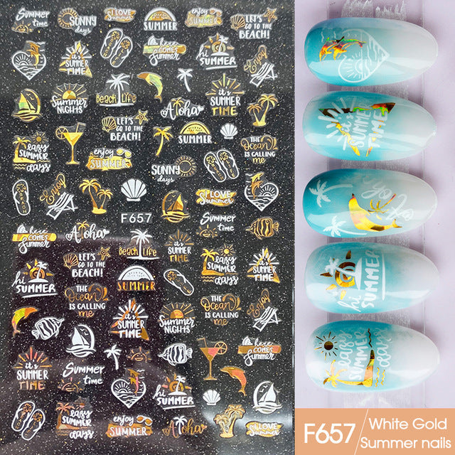Autocollants Nail Art – Collection Platine & Or Noir, Sans Colorant 💅✨ Yiwu Ruijia Auto Supplies Co., Ltd.