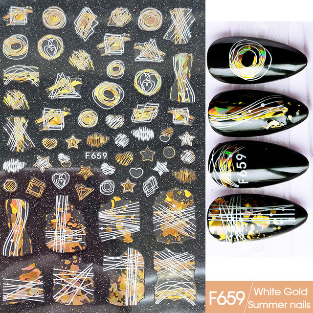 Autocollants Nail Art – Collection Platine & Or Noir, Sans Colorant 💅✨ Yiwu Ruijia Auto Supplies Co., Ltd.