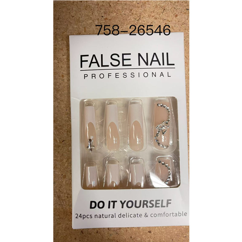 Kit 24 Faux Ongles Papillon & Diamants – Fleurs Blanches, Forme Carrée 💅✨ Yiwu Ruijia Auto Supplies Co., Ltd.