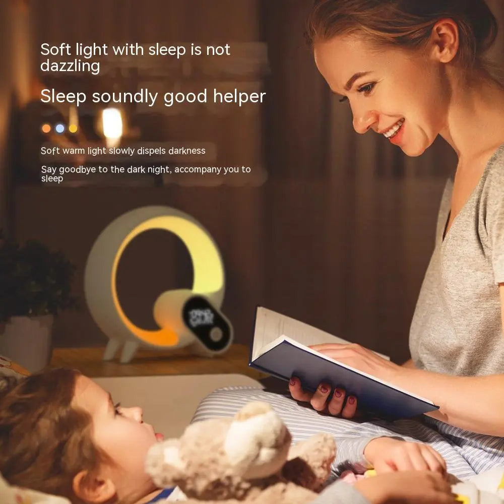 Creative Q Light Analog Sunrise Digital Display Alarm Clock Bluetooth Audio Intelligent Wake-up Q Colorful Atmosphere Light Yiwu Ruijia Auto Supplies Co., Ltd.