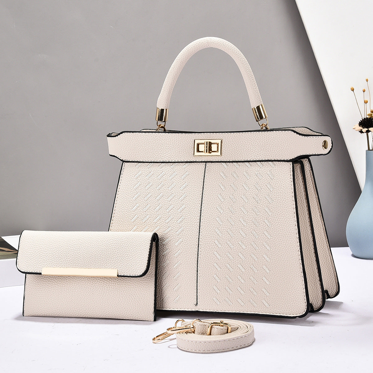 Set 2 en 1 Sac Seau + Sac à Main PU – Minimaliste Urbain, 9 Coloris 👜✨ Yiwu Ruijia Auto Supplies Co., Ltd.