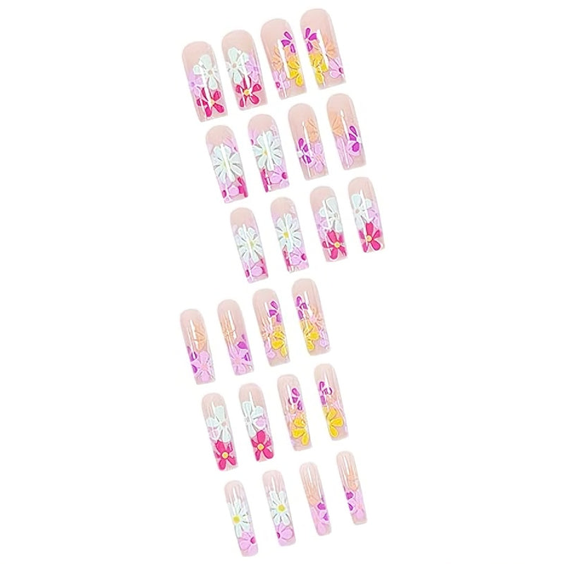 🌸 Faux Ongles “Long Floral Flat Elegance” – Style Water Pipe Chic Yiwu Ruijia Auto Supplies Co., Ltd.