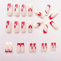 Kit de 24 Faux Ongles Rouges et Blancs en Forme de Cœur – Longs, Épais et Bout Carré ❤️💅 Yiwu Ruijia Auto Supplies Co., Ltd.