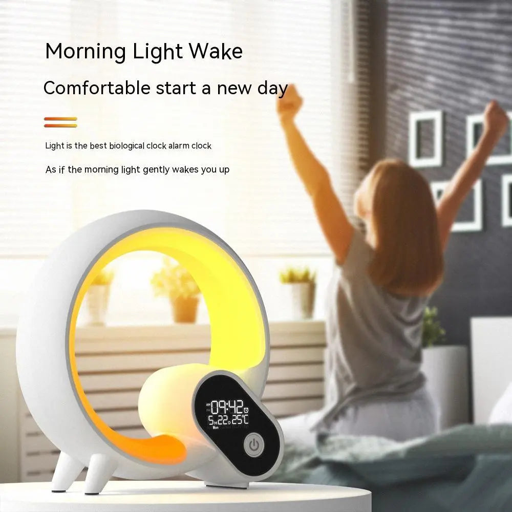 Creative Q Light Analog Sunrise Digital Display Alarm Clock Bluetooth Audio Intelligent Wake-up Q Colorful Atmosphere Light Yiwu Ruijia Auto Supplies Co., Ltd.