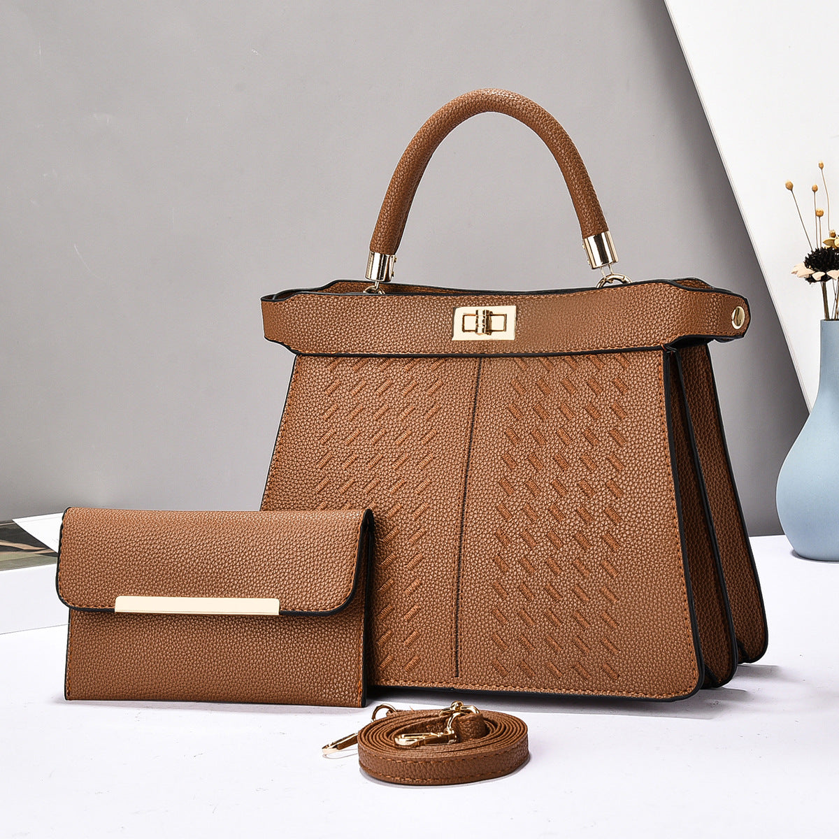 Set 2 en 1 Sac Seau + Sac à Main PU – Minimaliste Urbain, 9 Coloris 👜✨ Yiwu Ruijia Auto Supplies Co., Ltd.