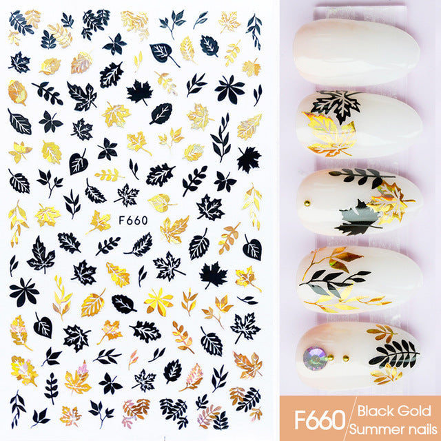 Autocollants Nail Art – Collection Platine & Or Noir, Sans Colorant 💅✨ Yiwu Ruijia Auto Supplies Co., Ltd.