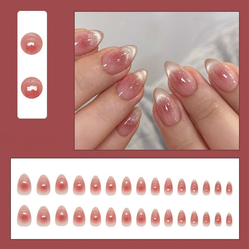 30 Faux Ongles Courts Amande – Teinte Glacée Transparente, French &amp; Pailletée 💅✨ Yiwu Ruijia Auto Supplies Co., Ltd.