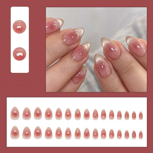 30 Faux Ongles Courts Amande – Teinte Glacée Transparente, French &amp; Pailletée 💅✨ Yiwu Ruijia Auto Supplies Co., Ltd.