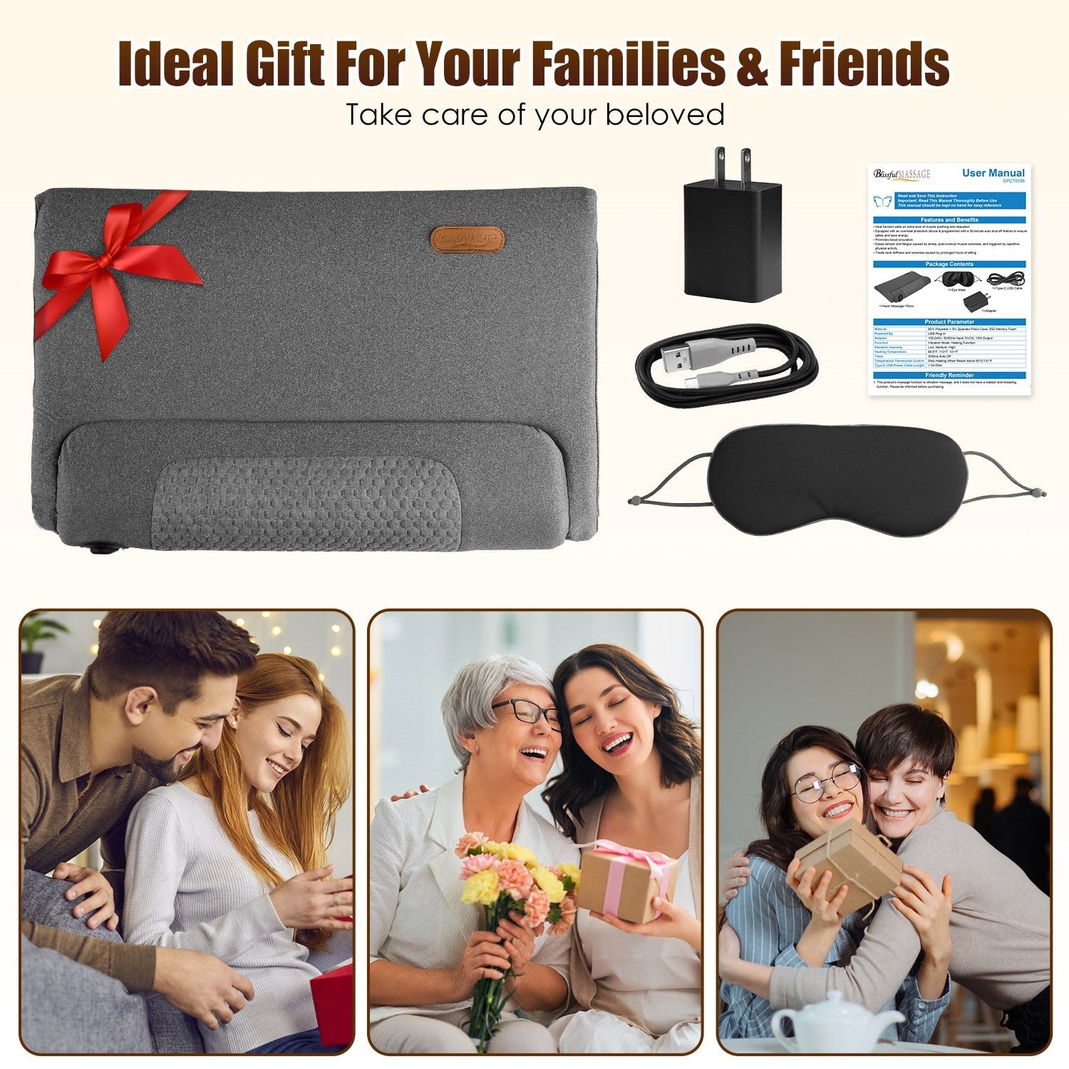 Oreiller Massage Cervical Chauffant – Vibrations 3 Niveaux, Mousse Mémoire de Forme 💆‍♀️✨ Yiwu Ruijia Auto Supplies Co., Ltd.