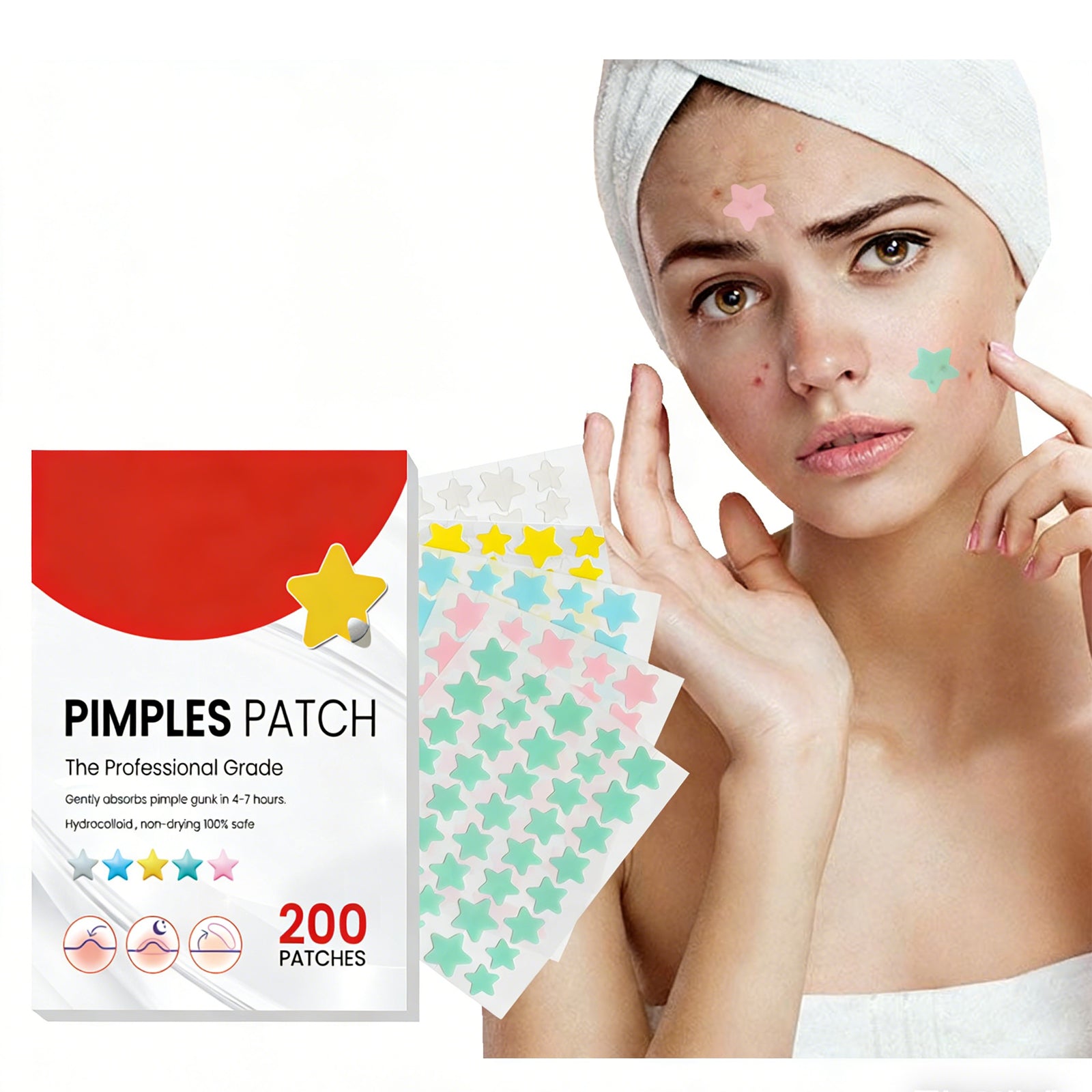 Patch Anti-Acné Réparateur – 200 Patchs Hydrocolloïdes, Tous Types de Peau 🌿✨ Yiwu Ruijia Auto Supplies Co., Ltd.