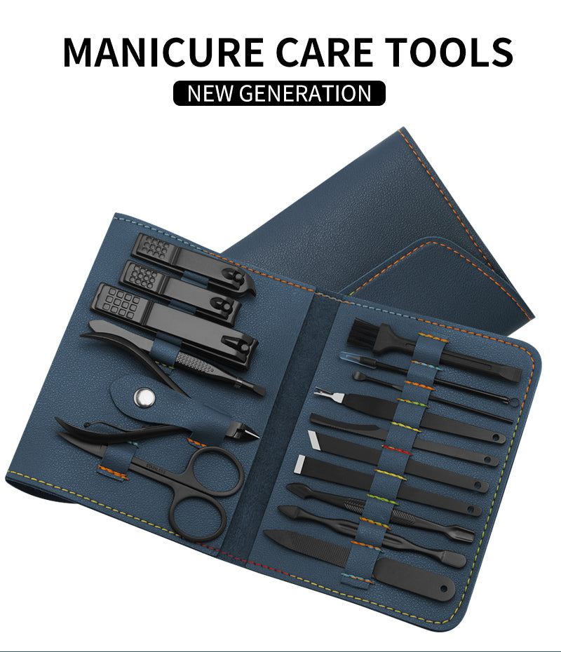 Kit Manucure &amp; Pédicure 16 Pièces – Acier Inoxydable &amp; Coffret Cuir PU 💅✨ Yiwu Ruijia Auto Supplies Co., Ltd.