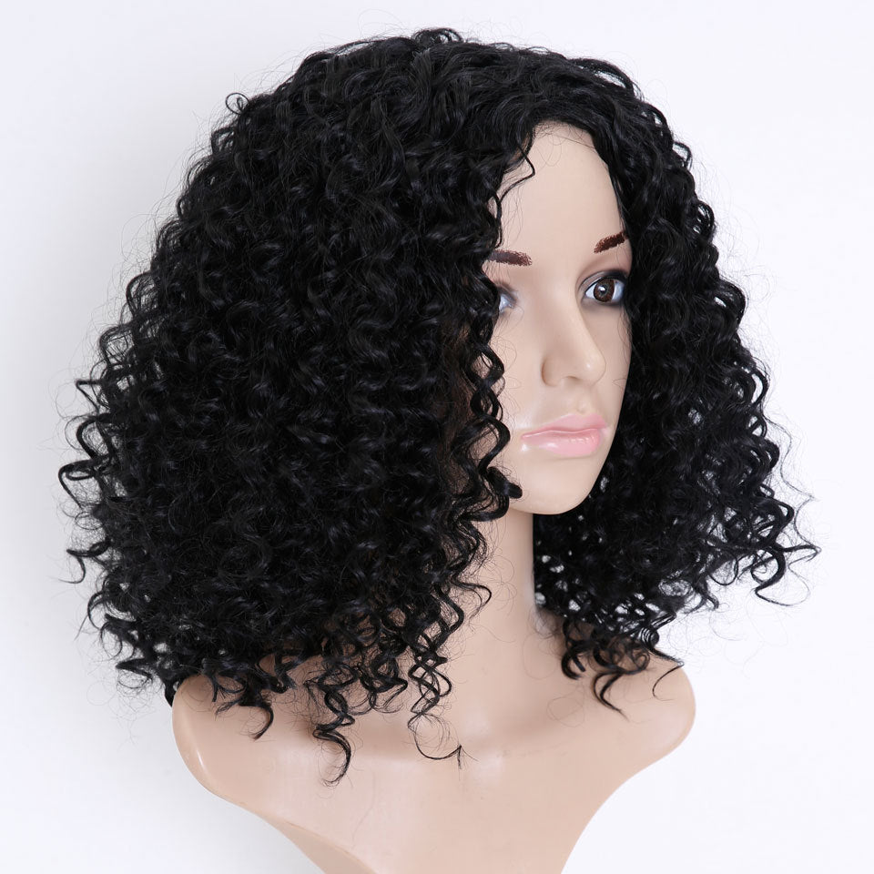 Perruque Courte Bouclée – 16 Pouces, Fibres Haute Température, Filet Rose 💇♀️✨ Yiwu Ruijia Auto Supplies Co., Ltd.