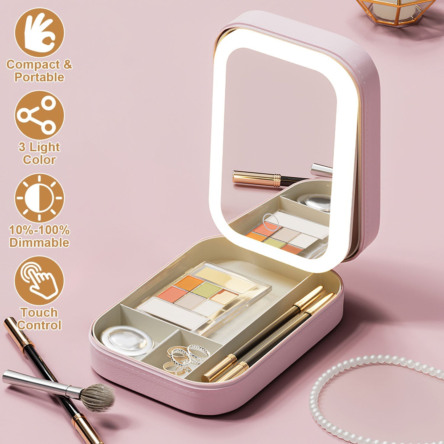 Travel Makeup Bag with LED Mirror Yiwu Ruijia Auto Supplies Co., Ltd.