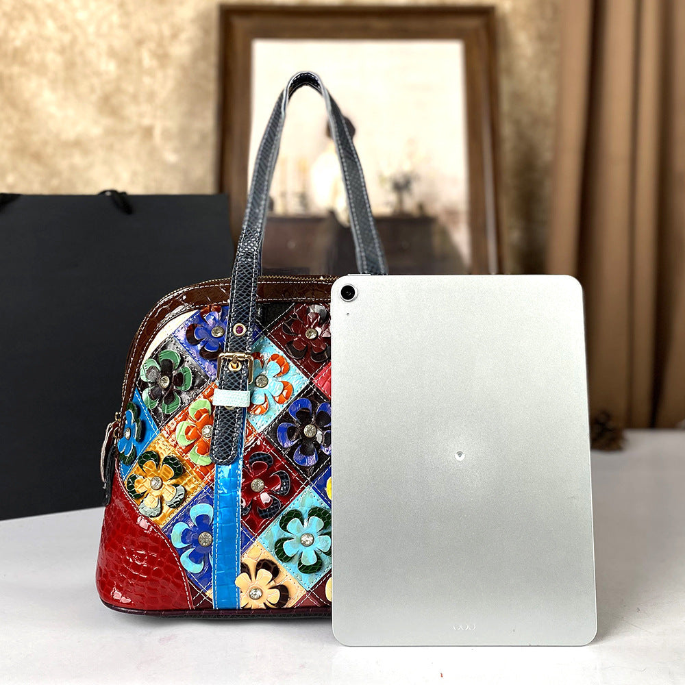 Sac Coquille Cuir Pleine Fleur – Floral, Multi-Poches &amp; Style Fashion 👜🌸✨ Yiwu Ruijia Auto Supplies Co., Ltd.