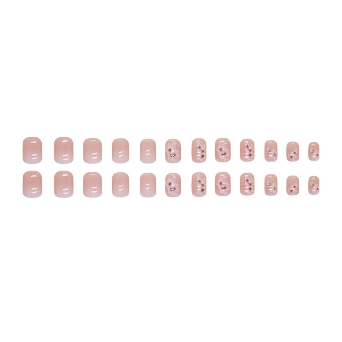 24 Faux Ongles Carrés Courts – Fleurs Blanches Dégradé Féerique, Colle Jelly 💅🌸✨ Yiwu Ruijia Auto Supplies Co., Ltd.