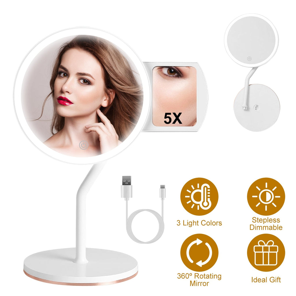 Miroir Maquillage LED 2 en 1 – Grossissement 5X, 64 LED &amp; 3 Couleurs d'Éclairage 💡✨ Yiwu Ruijia Auto Supplies Co., Ltd.