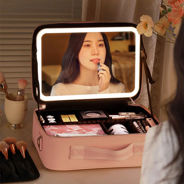 Smart LED Cosmetic Case With Mirror Cosmetic Bag Large Capacity Fashion Portable Storage Bag Travel Makeup Bags Yiwu Ruijia Auto Supplies Co., Ltd.