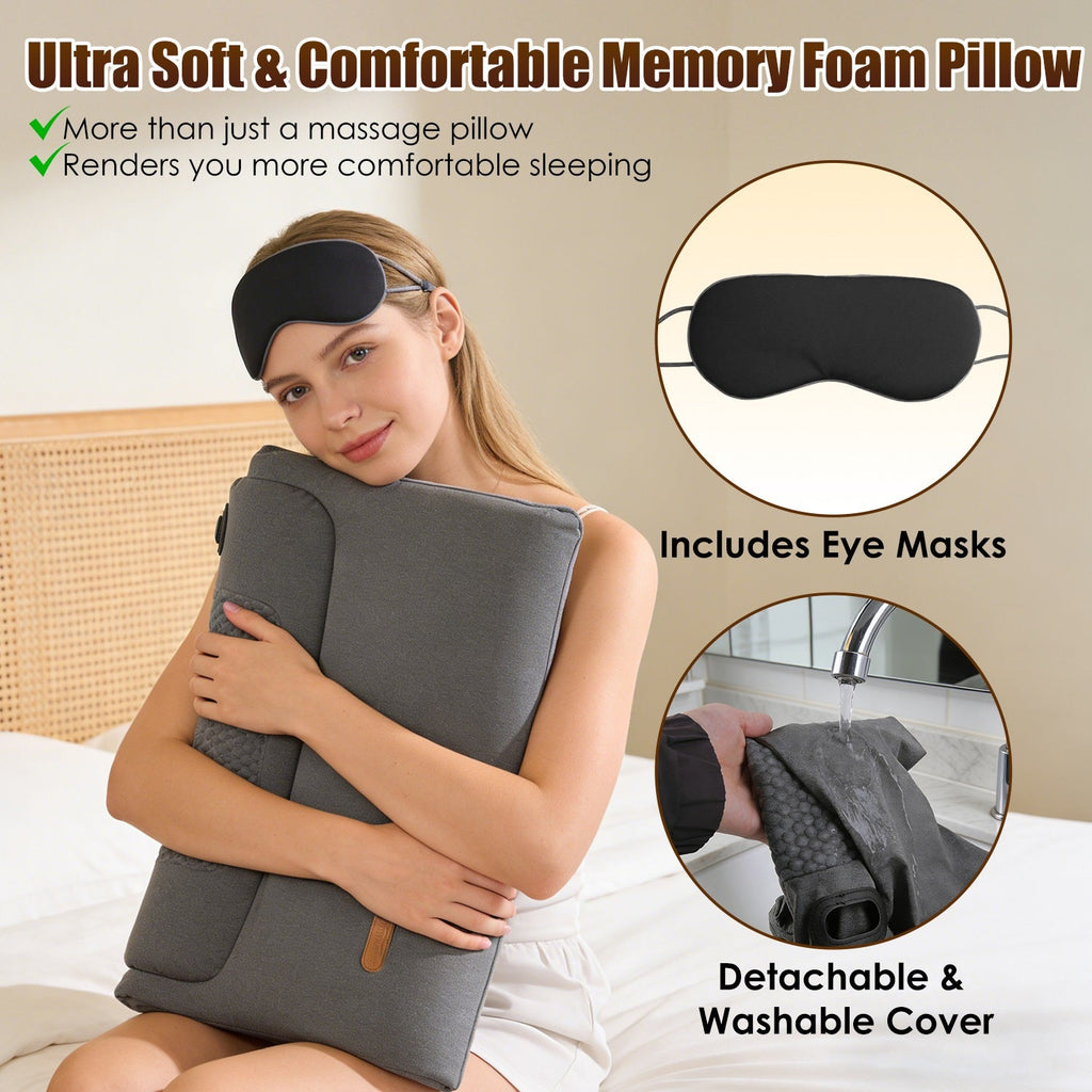 Oreiller Massage Cervical Chauffant – Vibrations 3 Niveaux, Mousse Mémoire de Forme 💆‍♀️✨ Yiwu Ruijia Auto Supplies Co., Ltd.