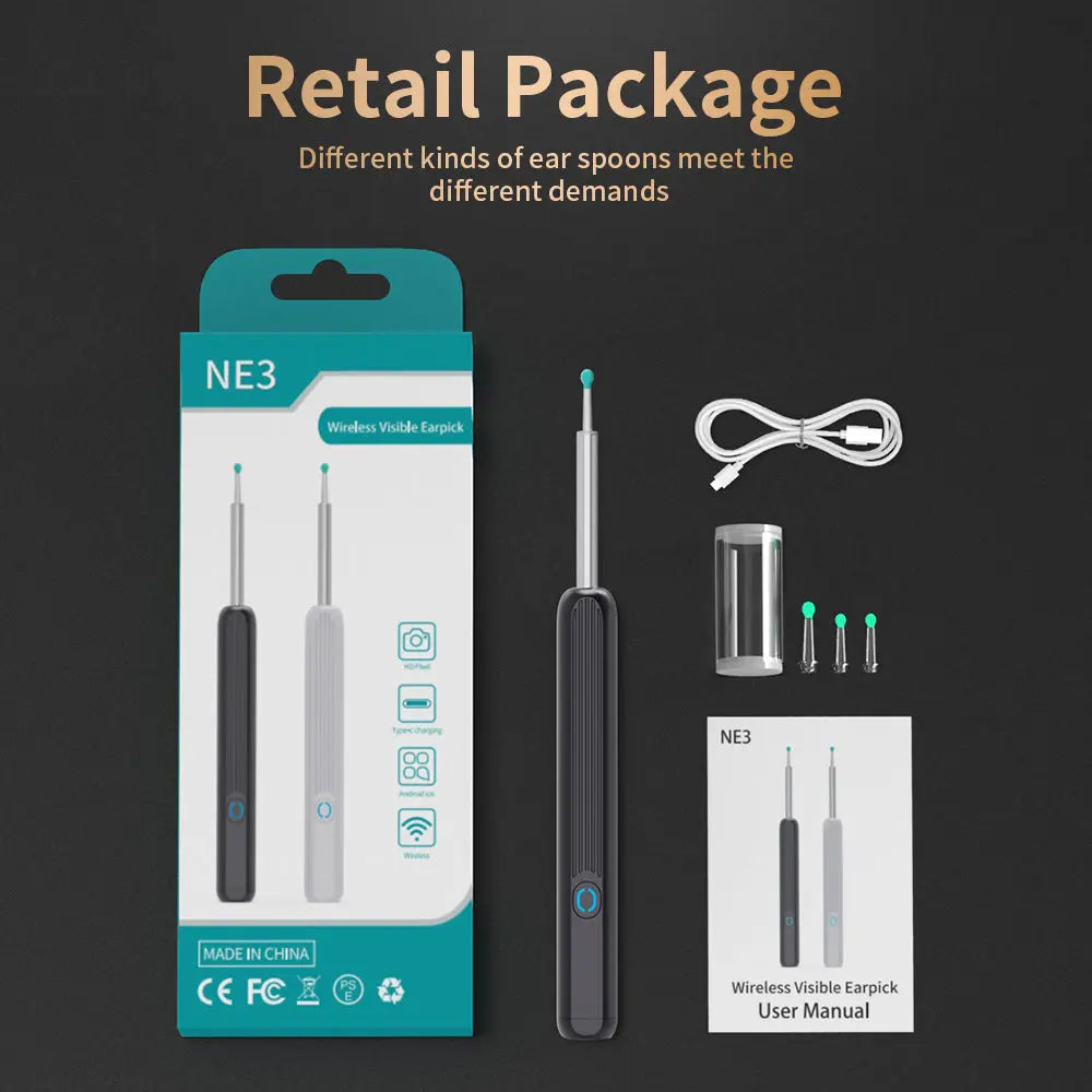 NE3 Ear Cleaner Otoscope Ear Wax Removal Tool With Camera LED Light Wireless Ear Endoscope Ear Cleaning Kit For I-phone Yiwu Ruijia Auto Supplies Co., Ltd.
