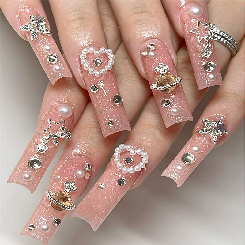 🌌💎 Planet Diamond Star Press-On Nails – Long Water Pipe Square Style Yiwu Ruijia Auto Supplies Co., Ltd.