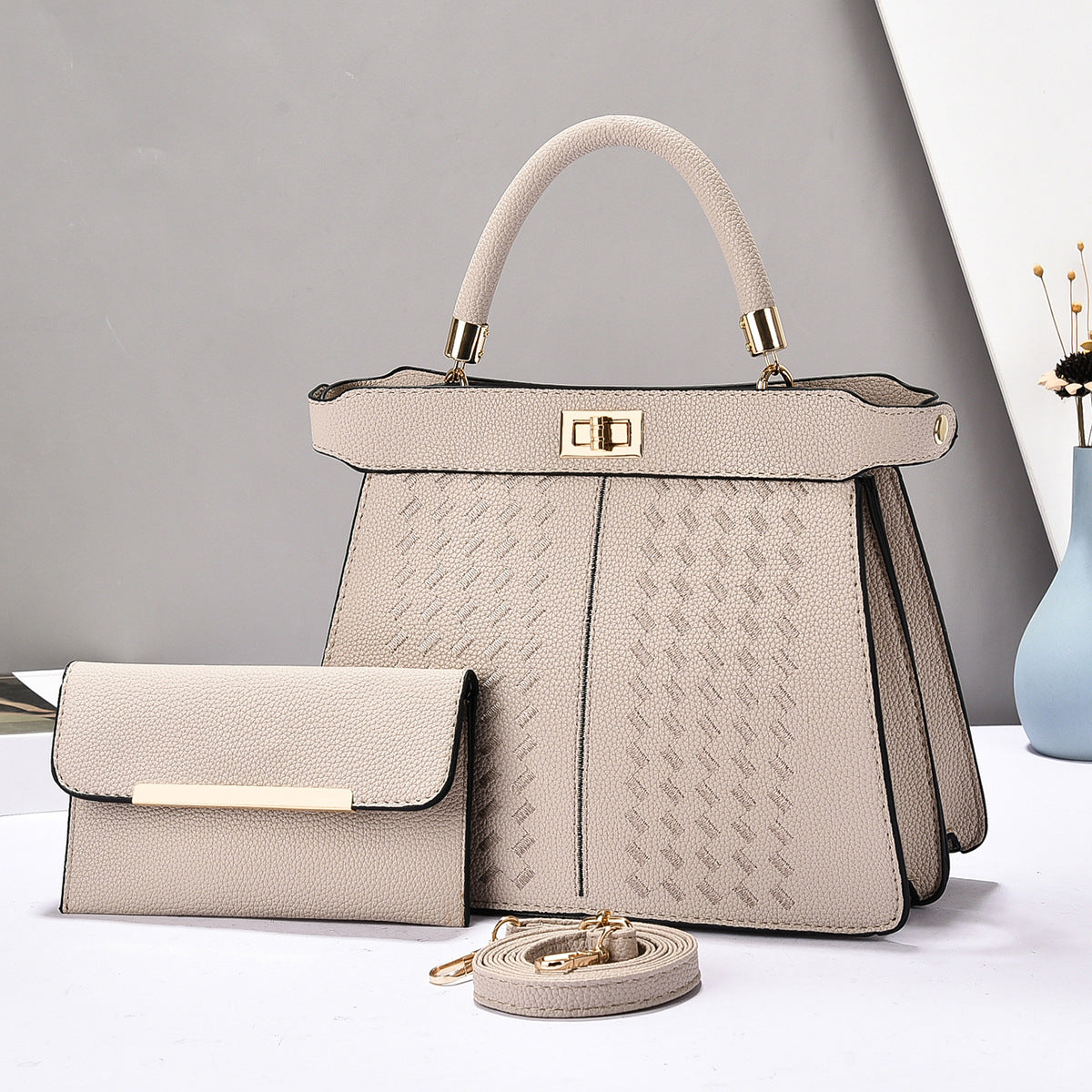 Set 2 en 1 Sac Seau + Sac à Main PU – Minimaliste Urbain, 9 Coloris 👜✨ Yiwu Ruijia Auto Supplies Co., Ltd.