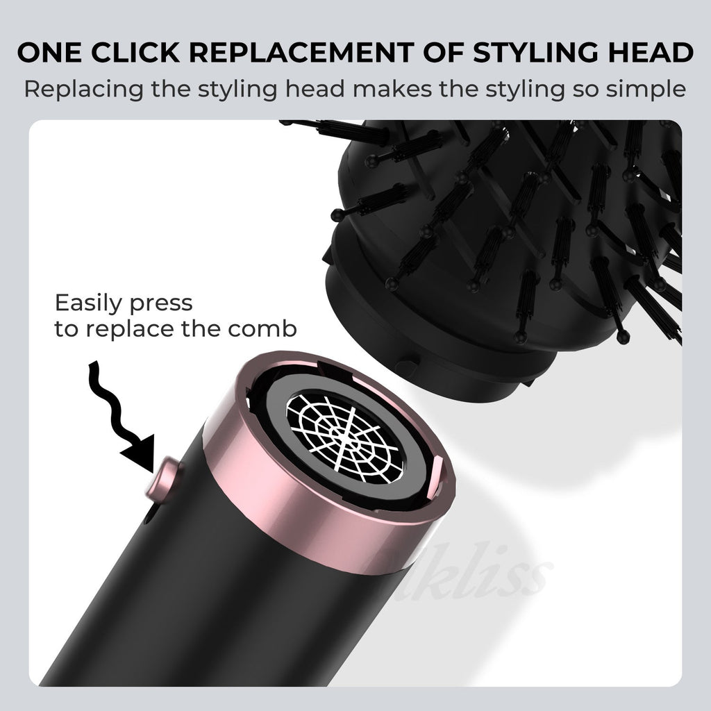 Brosse Soufflante 5 en 1 ou 6 en 1 – Séchage, Lissage &amp; Bouclage, Noir &amp; Or 💇♀️✨ Yiwu Ruijia Auto Supplies Co., Ltd.