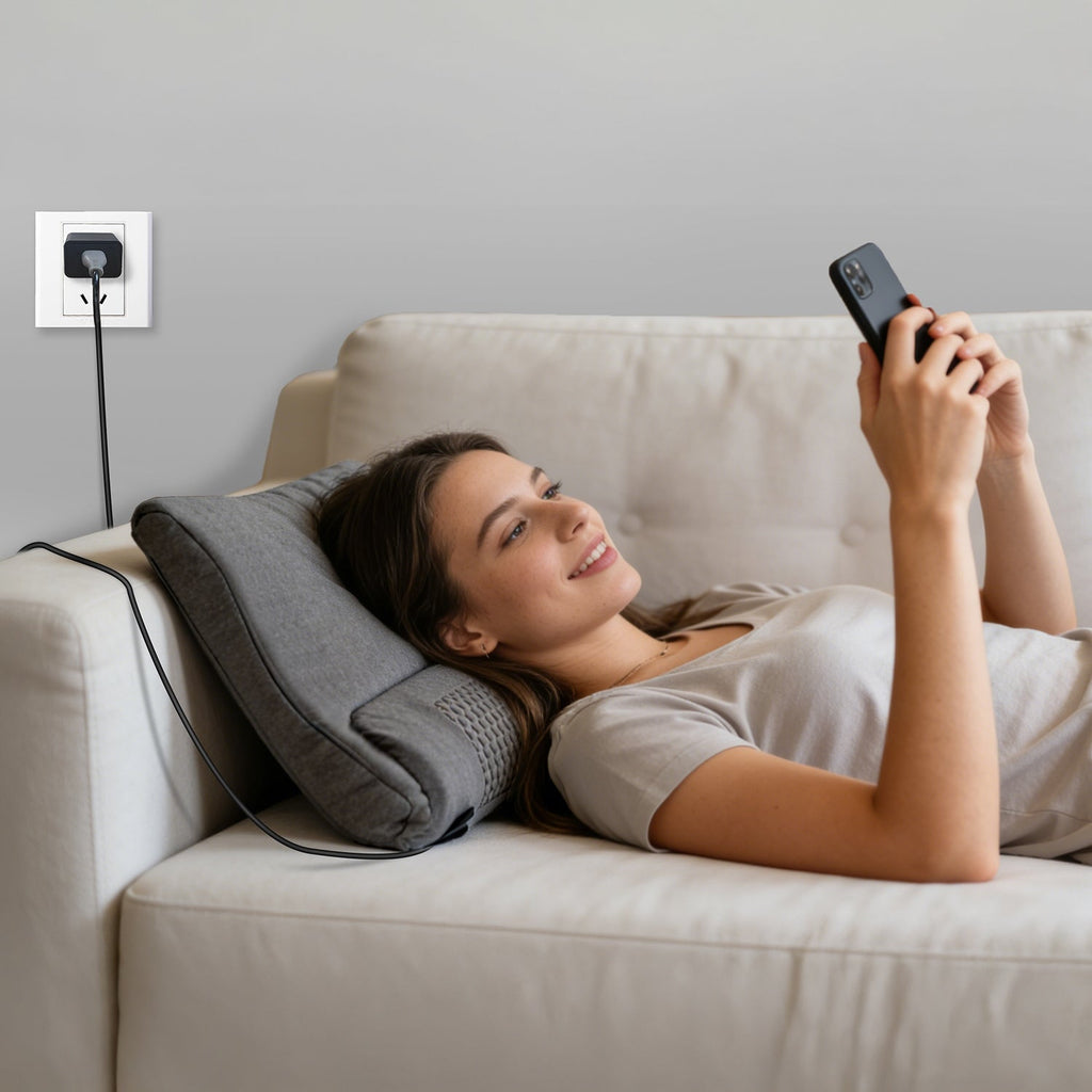 Oreiller Massage Cervical Chauffant – Vibrations 3 Niveaux, Mousse Mémoire de Forme 💆‍♀️✨ Yiwu Ruijia Auto Supplies Co., Ltd.
