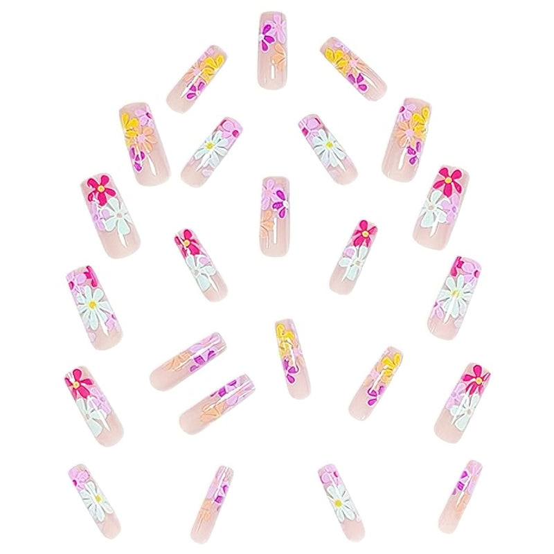 🌸 Faux Ongles “Long Floral Flat Elegance” – Style Water Pipe Chic Yiwu Ruijia Auto Supplies Co., Ltd.