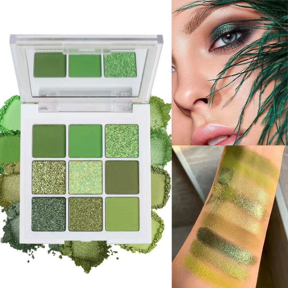Palette 9 Fards à Paupières Verts – Mates, Nacrées & Pailletées, Longue Tenue 💚✨ Yiwu Ruijia Auto Supplies Co., Ltd.