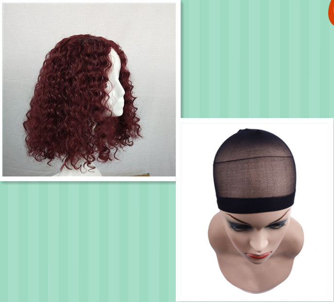 Perruque Courte Bouclée – 16 Pouces, Fibres Haute Température, Filet Rose 💇♀️✨ Yiwu Ruijia Auto Supplies Co., Ltd.
