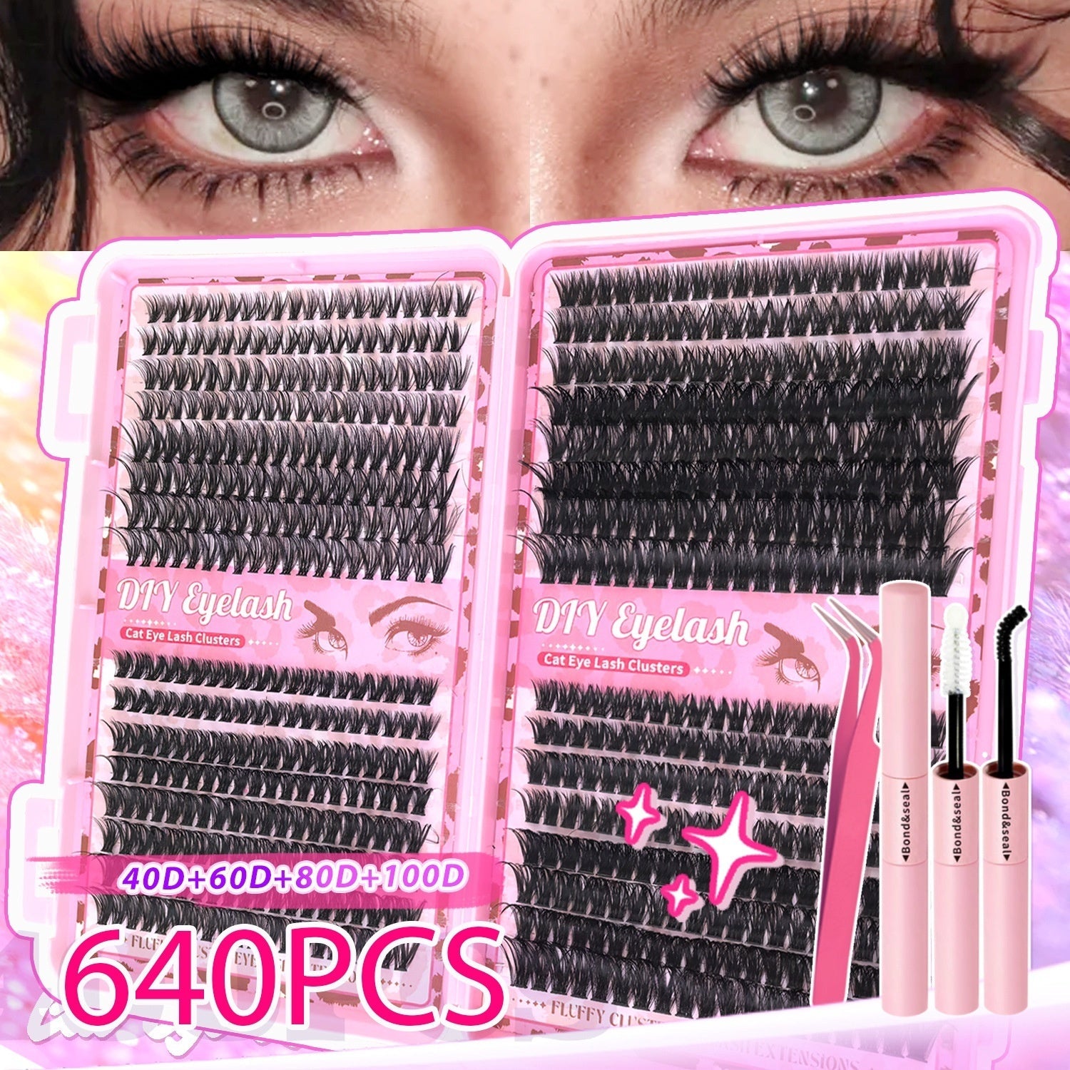 Plateau 32 Rangées Faux Cils – Boîte Léopard Rose, 40D à 100D, 9-16mm 👁️✨ Yiwu Ruijia Auto Supplies Co., Ltd.