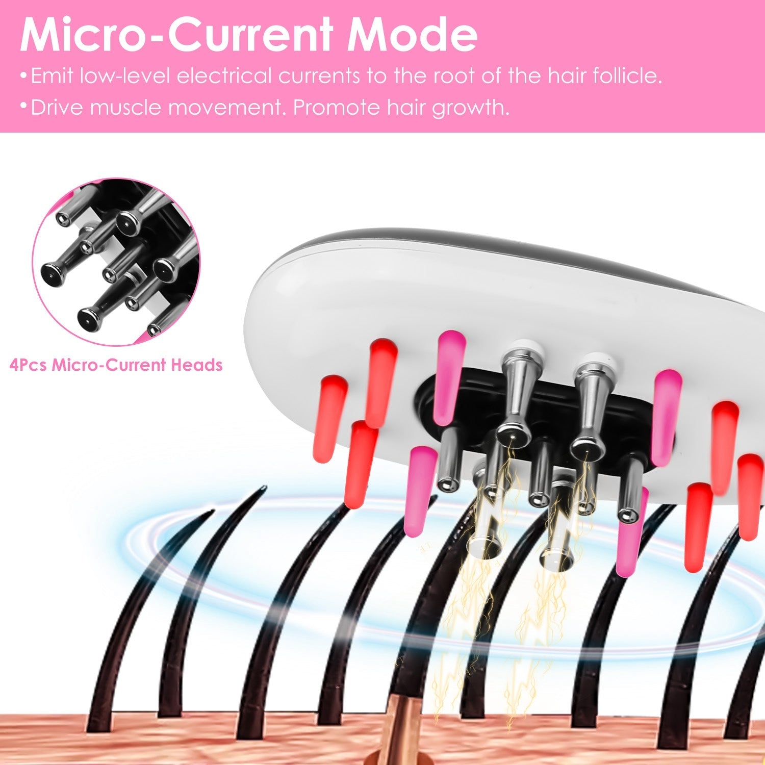 Peigne Massant Cuir Chevelu 4 en 1 – Micro-Courant, Luminothérapie Rouge &amp; Bleu, Rechargeable 💆♀️✨ Yiwu Ruijia Auto Supplies Co., Ltd.