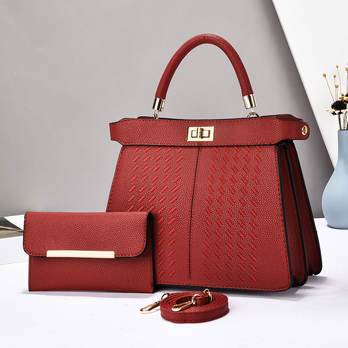 Set 2 en 1 Sac Seau + Sac à Main PU – Minimaliste Urbain, 9 Coloris 👜✨ Yiwu Ruijia Auto Supplies Co., Ltd.