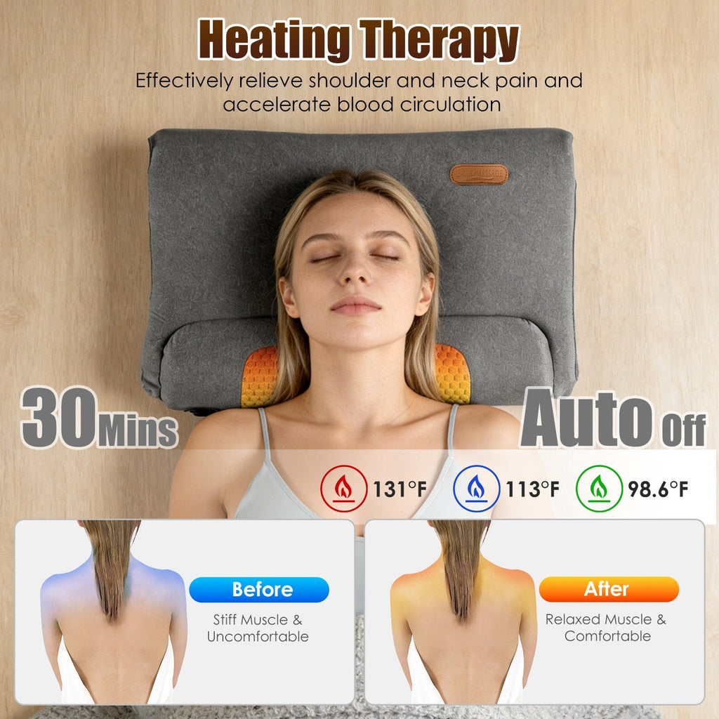 Oreiller Massage Cervical Chauffant – Vibrations 3 Niveaux, Mousse Mémoire de Forme 💆‍♀️✨ Yiwu Ruijia Auto Supplies Co., Ltd.