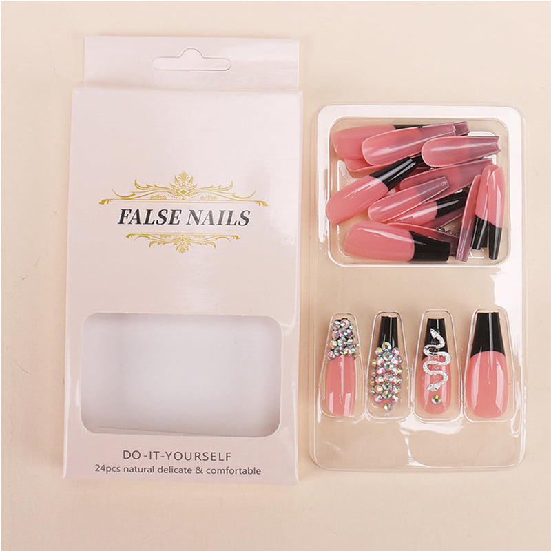 💅 24PCS Faux Ongles Effet Serpent Diamant – Style Long Carré Glamour Yiwu Ruijia Auto Supplies Co., Ltd.