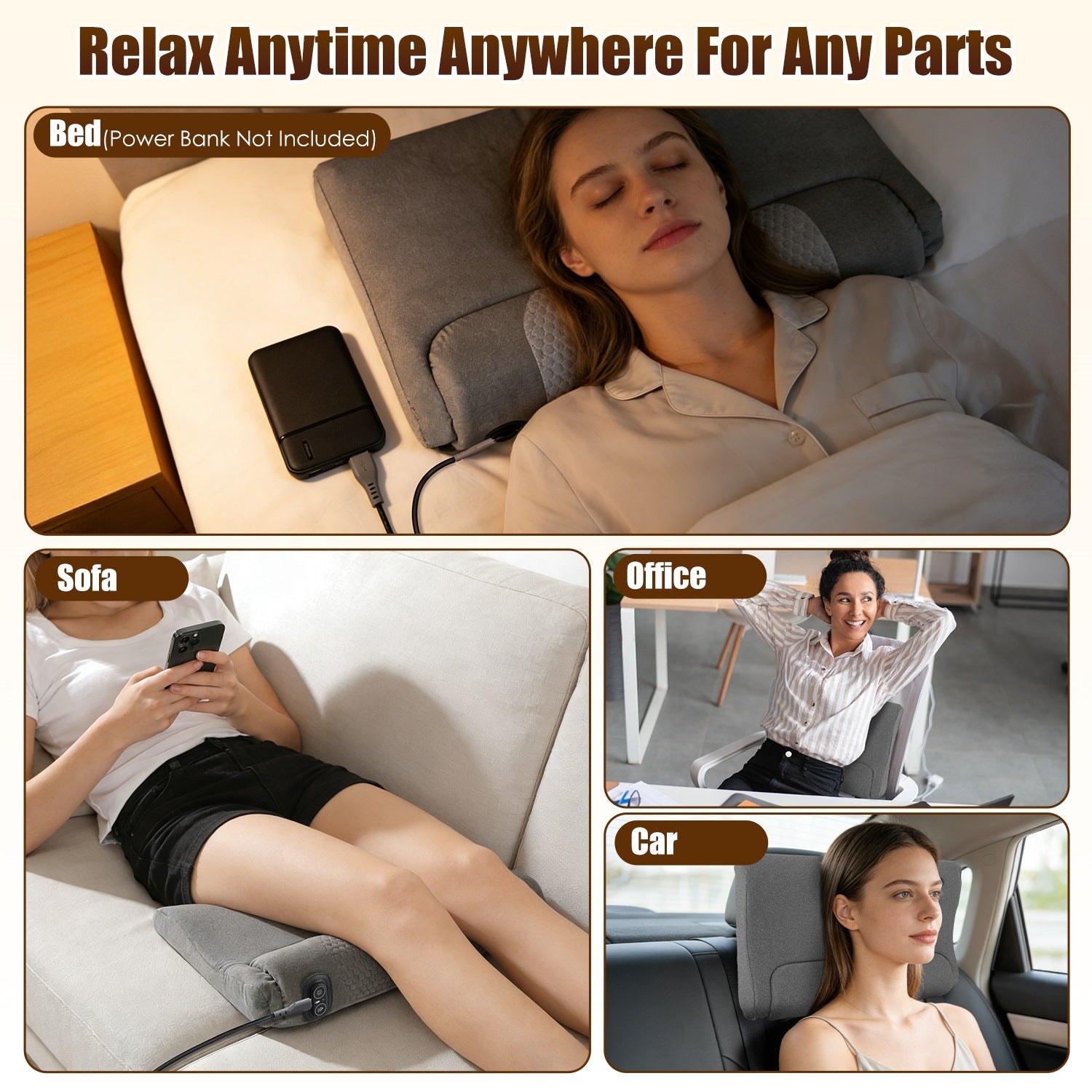 Oreiller Massage Cervical Chauffant – Vibrations 3 Niveaux, Mousse Mémoire de Forme 💆‍♀️✨ Yiwu Ruijia Auto Supplies Co., Ltd.