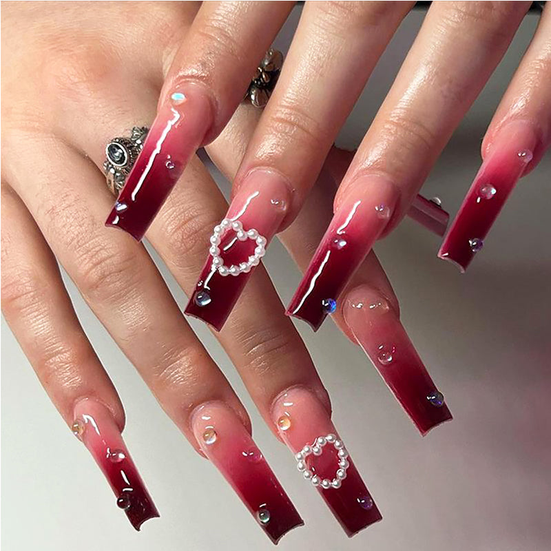 ❤️ Faux Ongles “Red Heart Glam” – Style Long Water Pipe Romantique Yiwu Ruijia Auto Supplies Co., Ltd.