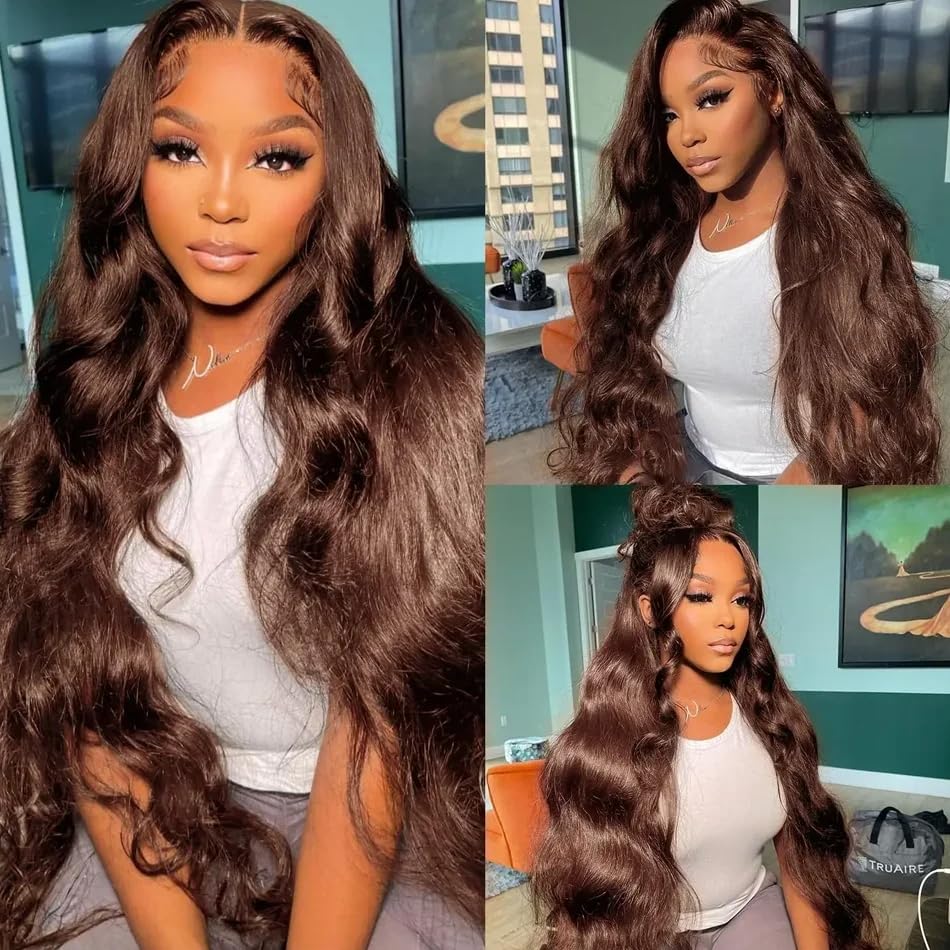 Perruque Lace Front 13x4 Cheveux Humains Ondulés – Brun Chocolat, 150% Densité 💇♀️✨ Yiwu Ruijia Auto Supplies Co., Ltd.
